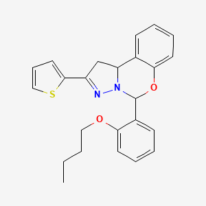 molecular formula C24H24N2O2S B11568969 5-(2-Butoxyphenyl)-2-(thiophen-2-yl)-1,10b-dihydropyrazolo[1,5-c][1,3]benzoxazine 