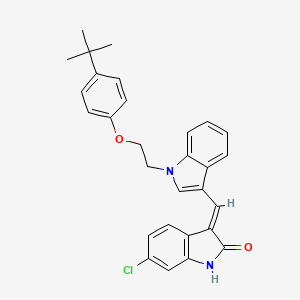 molecular formula C29H27ClN2O2 B11568994 (3E)-3-({1-[2-(4-tert-butylphenoxy)ethyl]-1H-indol-3-yl}methylidene)-6-chloro-1,3-dihydro-2H-indol-2-one 