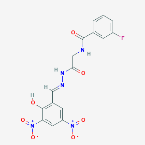 3-Fluoro-N-({N'-[(E)-(2-hydroxy-3,5-dinitrophenyl)methylidene]hydrazinecarbonyl}methyl)benzamide