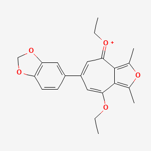 6-(1,3-Benzodioxol-5-yl)-4,8-diethoxy-1,3-dimethylcyclohepta[c]furanium