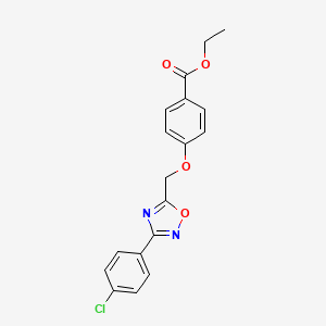 molecular formula C18H15ClN2O4 B11569022 Ethyl 4-{[3-(4-chlorophenyl)-1,2,4-oxadiazol-5-yl]methoxy}benzoate 