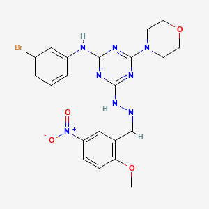 N-(3-bromophenyl)-4-[(2Z)-2-(2-methoxy-5-nitrobenzylidene)hydrazinyl]-6-(morpholin-4-yl)-1,3,5-triazin-2-amine