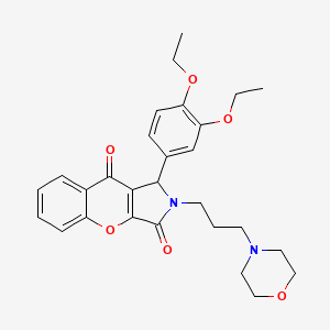 molecular formula C28H32N2O6 B11569073 1-(3,4-Diethoxyphenyl)-2-[3-(morpholin-4-yl)propyl]-1,2-dihydrochromeno[2,3-c]pyrrole-3,9-dione 