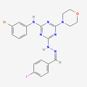 N-(3-bromophenyl)-4-[(2Z)-2-(4-iodobenzylidene)hydrazinyl]-6-(morpholin-4-yl)-1,3,5-triazin-2-amine