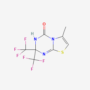 molecular formula C8H5F6N3OS B11569099 6-methyl-2,2-bis(trifluoromethyl)-2,3-dihydro-4H-[1,3]thiazolo[3,2-a][1,3,5]triazin-4-one 