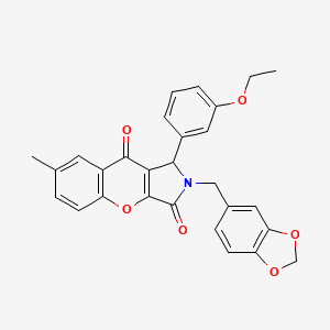 2-(1,3-Benzodioxol-5-ylmethyl)-1-(3-ethoxyphenyl)-7-methyl-1,2-dihydrochromeno[2,3-c]pyrrole-3,9-dione