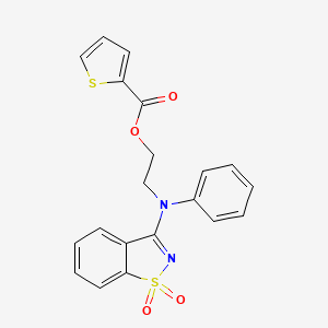 molecular formula C20H16N2O4S2 B11569110 2-[(1,1-Dioxido-1,2-benzothiazol-3-yl)(phenyl)amino]ethyl thiophene-2-carboxylate 