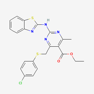 Ethyl 2-(1,3-benzothiazol-2-ylamino)-4-{[(4-chlorophenyl)sulfanyl]methyl}-6-methylpyrimidine-5-carboxylate