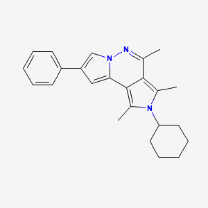 molecular formula C24H27N3 B11569119 4-cyclohexyl-3,5,7-trimethyl-11-phenyl-4,8,9-triazatricyclo[7.3.0.02,6]dodeca-1(12),2,5,7,10-pentaene 