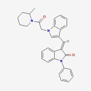 molecular formula C31H29N3O2 B11569122 (3E)-3-({1-[2-(2-methylpiperidin-1-yl)-2-oxoethyl]-1H-indol-3-yl}methylidene)-1-phenyl-1,3-dihydro-2H-indol-2-one 