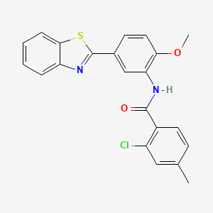 molecular formula C22H17ClN2O2S B11569129 N-[5-(1,3-benzothiazol-2-yl)-2-methoxyphenyl]-2-chloro-4-methylbenzamide 