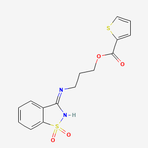 3-[(1,1-Dioxo-1,2-benzothiazol-3-yl)amino]propyl thiophene-2-carboxylate