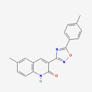 molecular formula C19H15N3O2 B11569228 6-Methyl-3-[5-(4-methylphenyl)-1,2,4-oxadiazol-3-yl]quinolin-2-ol 