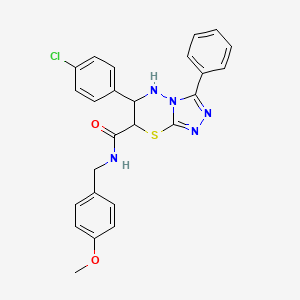 molecular formula C25H22ClN5O2S B11569246 6-(4-chlorophenyl)-N-(4-methoxybenzyl)-3-phenyl-6,7-dihydro-5H-[1,2,4]triazolo[3,4-b][1,3,4]thiadiazine-7-carboxamide 