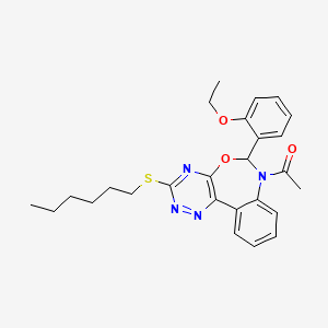 1-[6-(2-ethoxyphenyl)-3-(hexylsulfanyl)[1,2,4]triazino[5,6-d][3,1]benzoxazepin-7(6H)-yl]ethanone