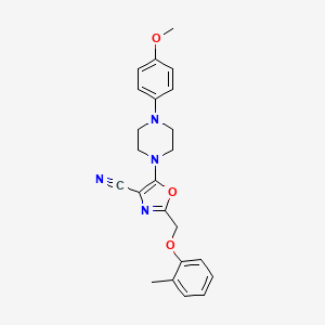 molecular formula C23H24N4O3 B11569248 5-[4-(4-Methoxyphenyl)piperazin-1-yl]-2-[(2-methylphenoxy)methyl]-1,3-oxazole-4-carbonitrile 