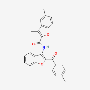 molecular formula C27H21NO4 B11569250 3,5-dimethyl-N-[2-(4-methylbenzoyl)-1-benzofuran-3-yl]-1-benzofuran-2-carboxamide 