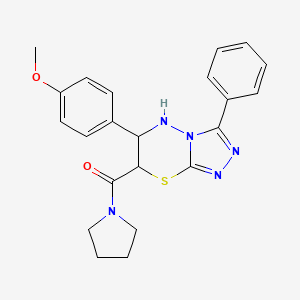 [6-(4-methoxyphenyl)-3-phenyl-6,7-dihydro-5H-[1,2,4]triazolo[3,4-b][1,3,4]thiadiazin-7-yl](pyrrolidin-1-yl)methanone