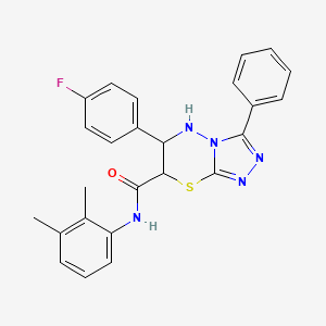 molecular formula C25H22FN5OS B11569344 N-(2,3-dimethylphenyl)-6-(4-fluorophenyl)-3-phenyl-6,7-dihydro-5H-[1,2,4]triazolo[3,4-b][1,3,4]thiadiazine-7-carboxamide 