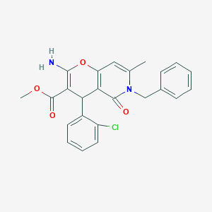 molecular formula C24H21ClN2O4 B11569356 methyl 2-amino-6-benzyl-4-(2-chlorophenyl)-7-methyl-5-oxo-5,6-dihydro-4H-pyrano[3,2-c]pyridine-3-carboxylate 