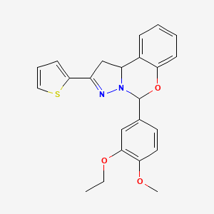 molecular formula C23H22N2O3S B11569374 5-(3-Ethoxy-4-methoxyphenyl)-2-(thiophen-2-yl)-1,10b-dihydropyrazolo[1,5-c][1,3]benzoxazine 