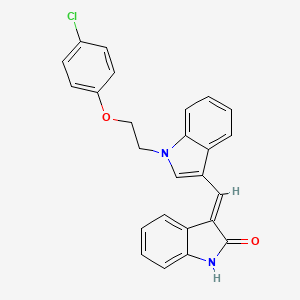 molecular formula C25H19ClN2O2 B11569402 (3E)-3-({1-[2-(4-chlorophenoxy)ethyl]-1H-indol-3-yl}methylidene)-1,3-dihydro-2H-indol-2-one 