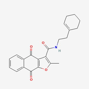 molecular formula C22H21NO4 B11569412 N-[2-(cyclohex-1-en-1-yl)ethyl]-2-methyl-4,9-dioxo-4,9-dihydronaphtho[2,3-b]furan-3-carboxamide 