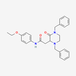 molecular formula C28H31N3O3 B11569428 2-(1,4-dibenzyl-3-oxopiperazin-2-yl)-N-(4-ethoxyphenyl)acetamide 