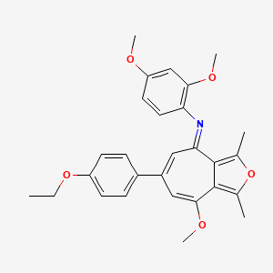 molecular formula C28H29NO5 B11569452 N-[(4E)-6-(4-ethoxyphenyl)-8-methoxy-1,3-dimethyl-4H-cyclohepta[c]furan-4-ylidene]-2,4-dimethoxyaniline 