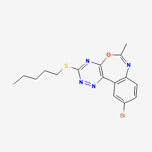 molecular formula C16H17BrN4OS B11569465 10-Bromo-6-methyl-3-(pentylsulfanyl)[1,2,4]triazino[5,6-d][3,1]benzoxazepine 