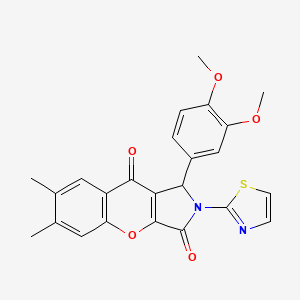 molecular formula C24H20N2O5S B11569471 1-(3,4-Dimethoxyphenyl)-6,7-dimethyl-2-(1,3-thiazol-2-yl)-1,2-dihydrochromeno[2,3-c]pyrrole-3,9-dione 