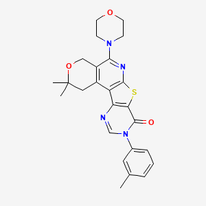 4,4-dimethyl-14-(3-methylphenyl)-8-morpholin-4-yl-5-oxa-11-thia-9,14,16-triazatetracyclo[8.7.0.02,7.012,17]heptadeca-1(10),2(7),8,12(17),15-pentaen-13-one