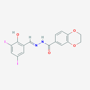 N'-[(E)-(2-hydroxy-3,5-diiodophenyl)methylidene]-2,3-dihydro-1,4-benzodioxine-6-carbohydrazide