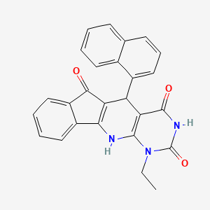 molecular formula C26H19N3O3 B11569499 7-ethyl-2-naphthalen-1-yl-5,7,9-triazatetracyclo[8.7.0.03,8.011,16]heptadeca-1(10),3(8),11,13,15-pentaene-4,6,17-trione 