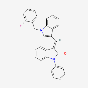 molecular formula C30H21FN2O B11569517 (3E)-3-{[1-(2-fluorobenzyl)-1H-indol-3-yl]methylidene}-1-phenyl-1,3-dihydro-2H-indol-2-one 