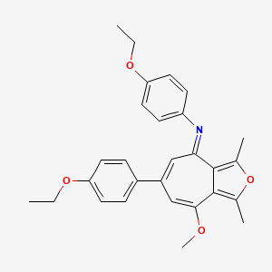 molecular formula C28H29NO4 B11569525 4-ethoxy-N-[(4E)-6-(4-ethoxyphenyl)-8-methoxy-1,3-dimethyl-4H-cyclohepta[c]furan-4-ylidene]aniline 