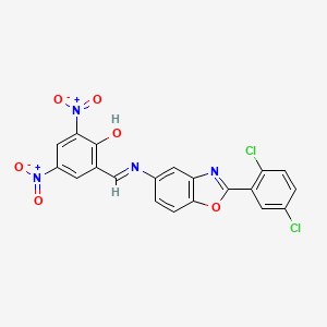 2-[(E)-{[2-(2,5-dichlorophenyl)-1,3-benzoxazol-5-yl]imino}methyl]-4,6-dinitrophenol