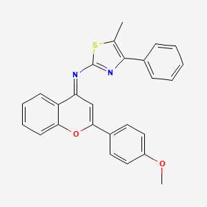 molecular formula C26H20N2O2S B11569561 N-[(4E)-2-(4-methoxyphenyl)-4H-chromen-4-ylidene]-5-methyl-4-phenyl-1,3-thiazol-2-amine 