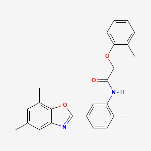 molecular formula C25H24N2O3 B11569563 N-[5-(5,7-dimethyl-1,3-benzoxazol-2-yl)-2-methylphenyl]-2-(2-methylphenoxy)acetamide 