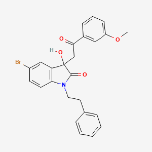 molecular formula C25H22BrNO4 B11569567 5-bromo-3-hydroxy-3-[2-(3-methoxyphenyl)-2-oxoethyl]-1-(2-phenylethyl)-1,3-dihydro-2H-indol-2-one 