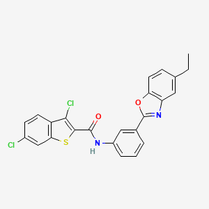 3,6-dichloro-N-[3-(5-ethyl-1,3-benzoxazol-2-yl)phenyl]-1-benzothiophene-2-carboxamide