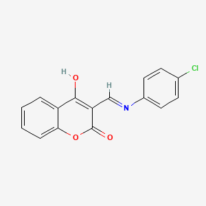 molecular formula C16H10ClNO3 B11569582 3-{(E)-[(4-chlorophenyl)imino]methyl}-4-hydroxy-2H-chromen-2-one 