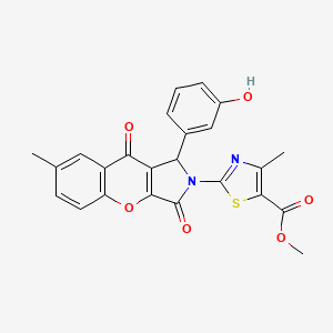 molecular formula C24H18N2O6S B11569615 methyl 2-[1-(3-hydroxyphenyl)-7-methyl-3,9-dioxo-3,9-dihydrochromeno[2,3-c]pyrrol-2(1H)-yl]-4-methyl-1,3-thiazole-5-carboxylate 