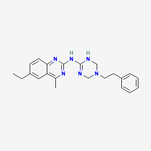 molecular formula C22H26N6 B11569633 6-ethyl-4-methyl-N-[5-(2-phenylethyl)-1,4,5,6-tetrahydro-1,3,5-triazin-2-yl]quinazolin-2-amine 