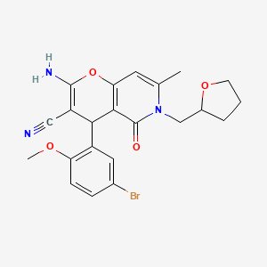 molecular formula C22H22BrN3O4 B11569646 2-amino-4-(5-bromo-2-methoxyphenyl)-7-methyl-5-oxo-6-(tetrahydrofuran-2-ylmethyl)-5,6-dihydro-4H-pyrano[3,2-c]pyridine-3-carbonitrile 