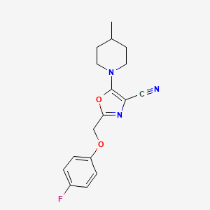 molecular formula C17H18FN3O2 B11569657 2-[(4-Fluorophenoxy)methyl]-5-(4-methylpiperidin-1-yl)-1,3-oxazole-4-carbonitrile 