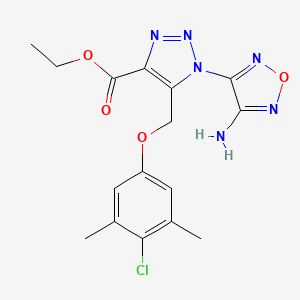 molecular formula C16H17ClN6O4 B11569665 ethyl 1-(4-amino-1,2,5-oxadiazol-3-yl)-5-[(4-chloro-3,5-dimethylphenoxy)methyl]-1H-1,2,3-triazole-4-carboxylate 