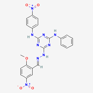 6-[(2E)-2-(2-methoxy-5-nitrobenzylidene)hydrazinyl]-N-(4-nitrophenyl)-N'-phenyl-1,3,5-triazine-2,4-diamine