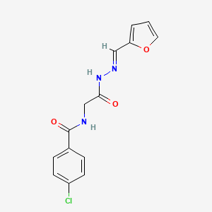 molecular formula C14H12ClN3O3 B11569683 4-Chloro-N-(2-(2-(2-furylmethylene)hydrazino)-2-oxoethyl)benzamide 