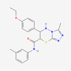 molecular formula C21H23N5O2S B11569726 6-(4-ethoxyphenyl)-3-methyl-N-(3-methylphenyl)-6,7-dihydro-5H-[1,2,4]triazolo[3,4-b][1,3,4]thiadiazine-7-carboxamide 